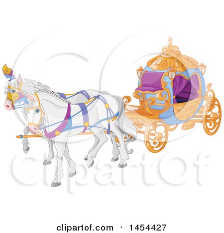 Clipart Graphic of a Fancy Fairy Tale Horse Drawn Carriage - Royalty Free Vector Illustration by Pushkin