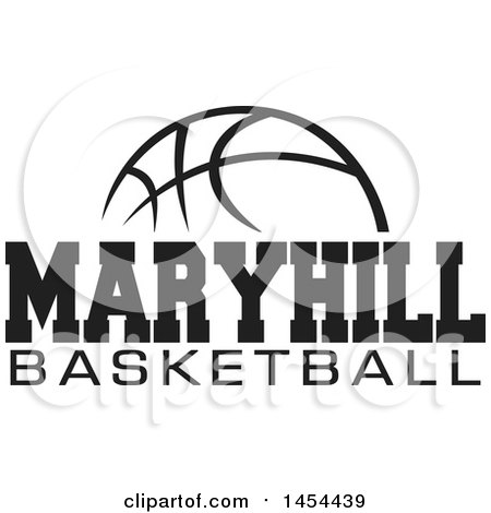 Clipart Graphic of a Black and White Ball with Maryhill Basketball Text - Royalty Free Vector Illustration by Johnny Sajem
