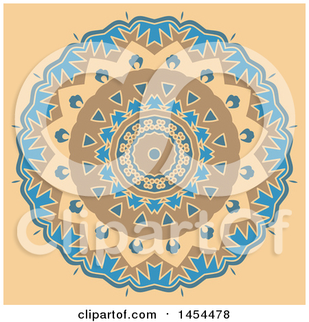 Clipart Graphic of a Decorative Mandala Design over Tan - Royalty Free Vector Illustration by KJ Pargeter