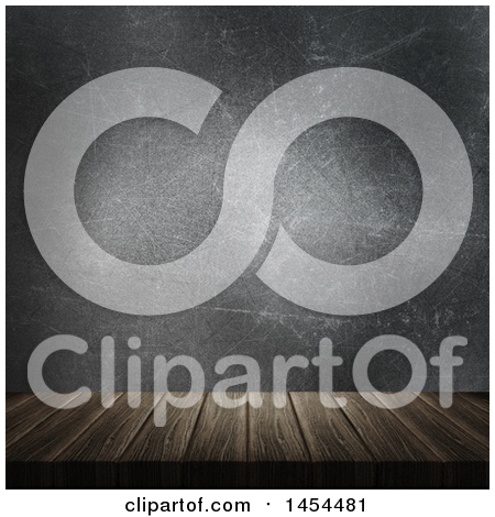 Clipart Graphic of a 3d Wooden Table Top Against a Metal Wall - Royalty Free Illustration by KJ Pargeter