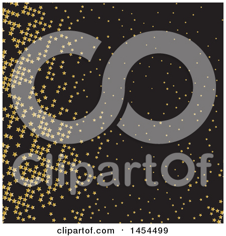 Clipart Graphic of a Black Background with Gold Star Confetti - Royalty Free Vector Illustration by KJ Pargeter