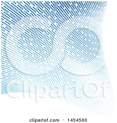 Clipart Graphic of a Blue Halftone Dots Wave on White - Royalty Free Vector Illustration by KJ Pargeter