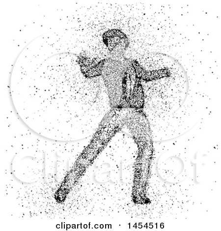 Clipart Graphic of a Man Dancing and Made of Exploding Dots - Royalty Free Vector Illustration by KJ Pargeter