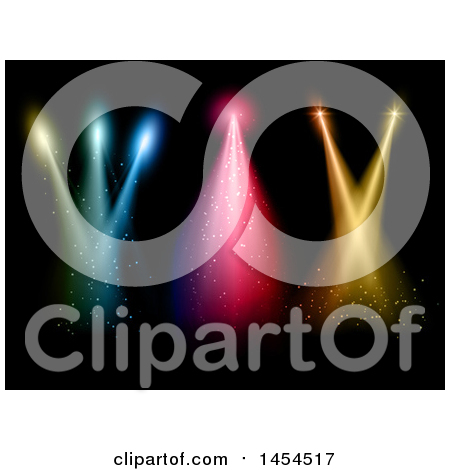 Clipart Graphic of Colorful Spotlights on Black - Royalty Free Vector Illustration by KJ Pargeter