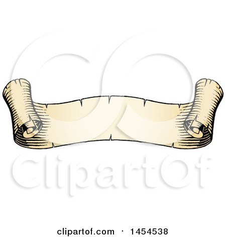 Clipart Graphic of a Sketched Parchment Scroll Ribbon Banner - Royalty Free Vector Illustration by cidepix