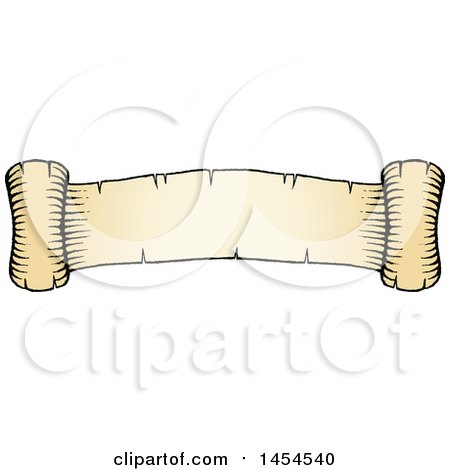 Clipart Graphic of a Sketched Parchment Scroll Ribbon Banner - Royalty Free Vector Illustration by cidepix