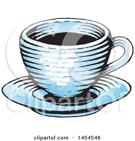 Clipart Graphic of a Sketched Cup of Coffee on a Saucer - Royalty Free Vector Illustration by cidepix