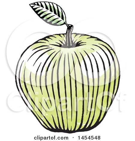 Clipart Graphic of a Sketched Green Apple - Royalty Free Vector Illustration by cidepix