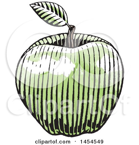 Clipart Graphic of a Sketched Green Apple - Royalty Free Vector Illustration by cidepix