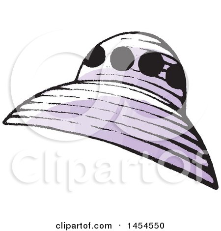 Clipart Graphic of a Sketched Purple Flying Saucer - Royalty Free Vector Illustration by cidepix