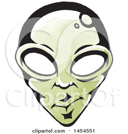 Clipart Graphic of a Sketched Alien Face - Royalty Free Vector Illustration by cidepix