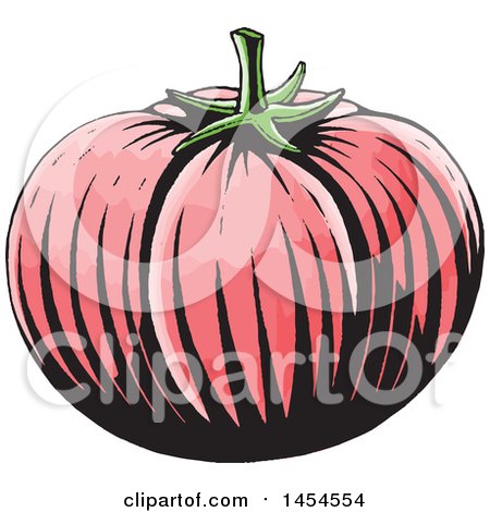 Clipart Graphic of a Sketched Tomato - Royalty Free Vector Illustration by cidepix