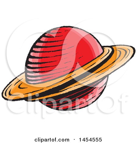 Clipart Graphic of a Sketched Ringed Planet - Royalty Free Vector Illustration by cidepix