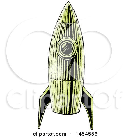 Clipart Graphic of a Sketched Green Rocket - Royalty Free Vector Illustration by cidepix