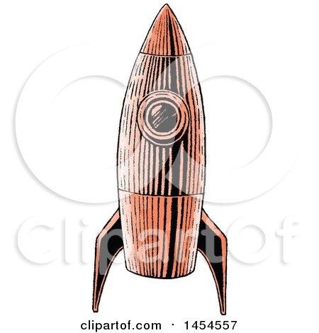 Clipart Graphic of a Sketched Orange Rocket - Royalty Free Vector Illustration by cidepix