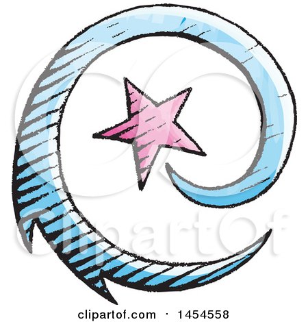 Clipart Graphic of a Sketched Shooting Star - Royalty Free Vector Illustration by cidepix
