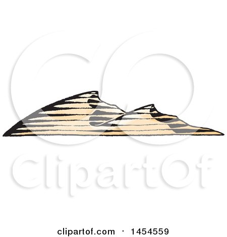 Clipart Graphic of a Sketched Landscape of Sand Dunes - Royalty Free Vector Illustration by cidepix