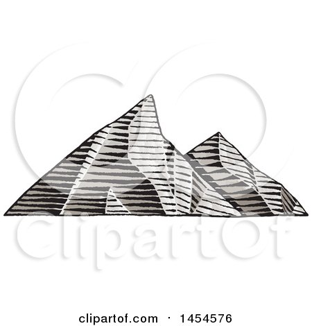 Clipart Graphic of a Sketched Landscape of Mountains - Royalty Free Vector Illustration by cidepix