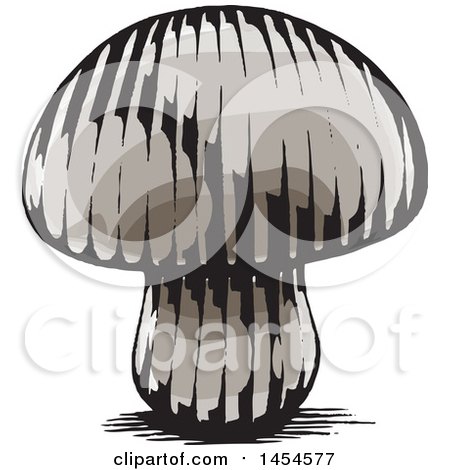 Clipart Graphic of a Sketched Button Mushroom - Royalty Free Vector Illustration by cidepix
