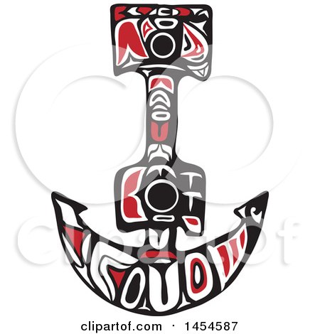Clipart Graphic of a Northwest Coast Art Style Anchor - Royalty Free Vector Illustration by patrimonio