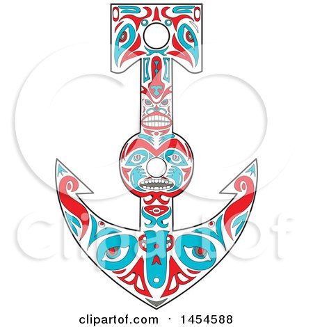 Clipart Graphic of a Northwest Coast Art Style Totem Pole Anchor - Royalty Free Vector Illustration by patrimonio