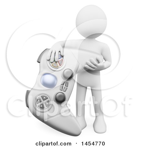 Video Game, Playing Online. Gamer With A Laptop Sits On A Big Joystick.  Young Guy Is Playing An Online Game. Vector Illustration Flat Design.  Isolated On White Background. Royalty Free SVG, Cliparts