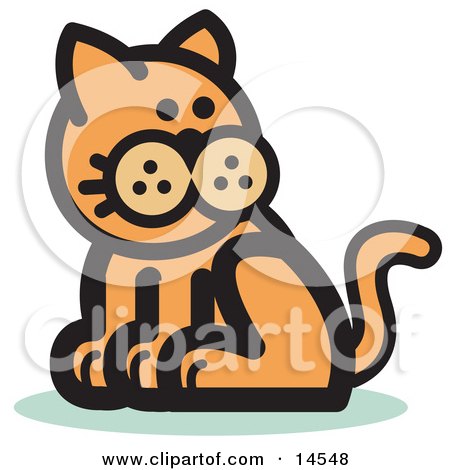 Ginger Cat Sitting and Looking Back Clipart Illustration by Andy Nortnik