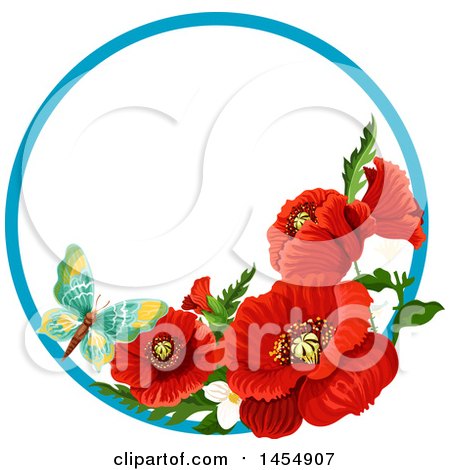 Clipart of a Red Poppy Flower Design Element - Royalty Free Vector Illustration by Vector Tradition SM