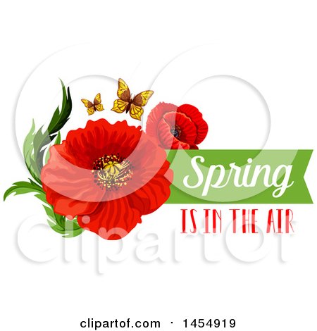 Clipart of a Red Poppy Flower Spring Time Season Design Element - Royalty Free Vector Illustration by Vector Tradition SM