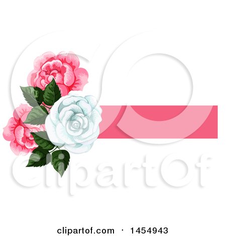 Clipart of a White and Pink Rose Flower Design Element - Royalty Free Vector Illustration by Vector Tradition SM