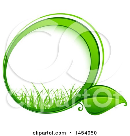 Clipart of a Green Leaf and Grass Frame Eco Design Element - Royalty Free Vector Illustration by Vector Tradition SM