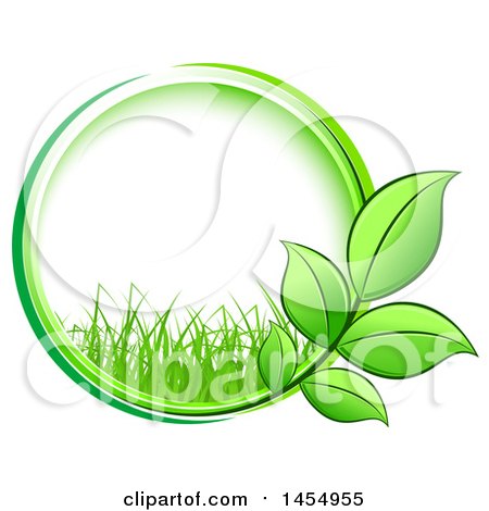 Clipart of a Green Leaf and Grass Frame Eco Design Element - Royalty Free Vector Illustration by Vector Tradition SM