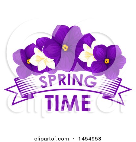 Clipart of a Purple Violet and Jasmine Flower Spring Time Design Element - Royalty Free Vector Illustration by Vector Tradition SM