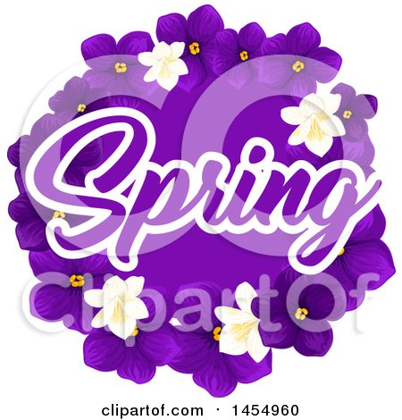 Clipart of a Purple Violet and Jasmine Flower Spring Time Design Element - Royalty Free Vector Illustration by Vector Tradition SM
