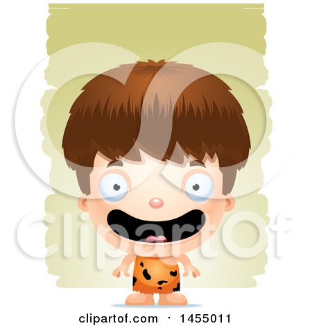 Clipart Graphic of a 3d Happy White Caveman Boy over Strokes - Royalty Free Vector Illustration by Cory Thoman
