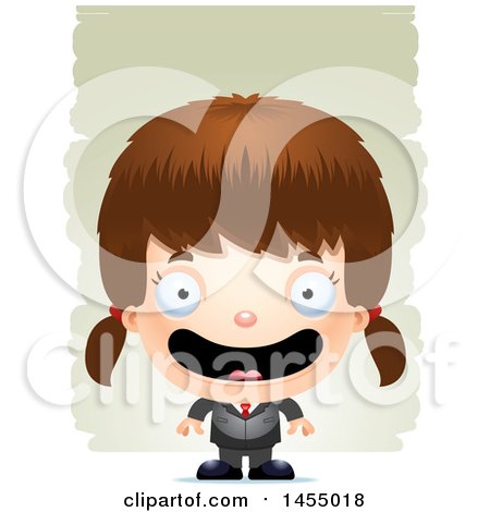 Clipart Graphic of a 3d Happy White Business Girl Against Strokes - Royalty Free Vector Illustration by Cory Thoman