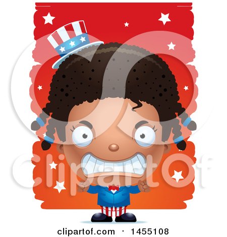 Clipart Graphic of a 3d Mad Black American Uncle Sam Girl Against Strokes - Royalty Free Vector Illustration by Cory Thoman