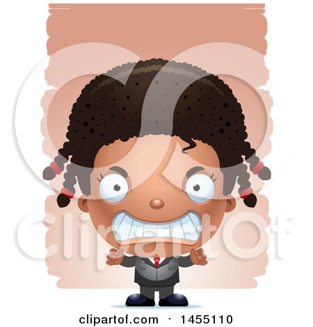 Clipart Graphic of a 3d Mad Black Business Girl Against Strokes - Royalty Free Vector Illustration by Cory Thoman