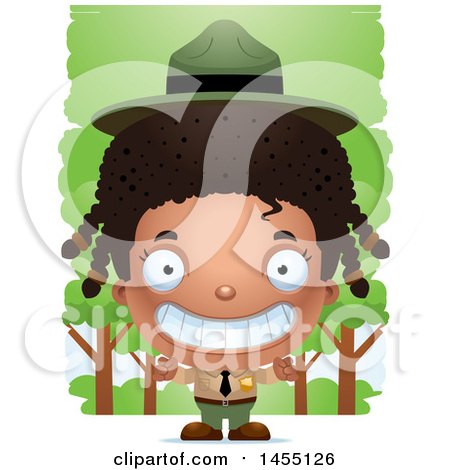 Clipart Graphic of a 3d Grinning White Park Ranger Girl in the Woods - Royalty Free Vector Illustration by Cory Thoman