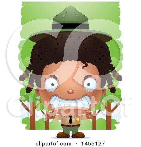 Clipart Graphic of a 3d Mad White Park Ranger Girl in the Woods - Royalty Free Vector Illustration by Cory Thoman