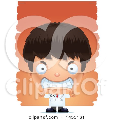 Clipart Graphic of a 3d Mad Boy Doctor Surgeon over Strokes - Royalty Free Vector Illustration by Cory Thoman