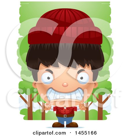 Clipart Graphic of a 3d Mad Lumberjack Boy in the Woods - Royalty Free Vector Illustration by Cory Thoman