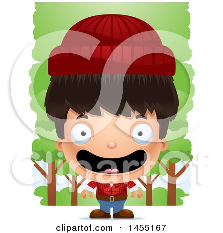 Clipart Graphic of a 3d Happy Lumberjack Boy in the Woods - Royalty Free Vector Illustration by Cory Thoman