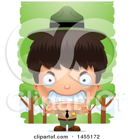 Clipart Graphic of a 3d Mad Park Ranger Boy in the Woods - Royalty Free Vector Illustration by Cory Thoman