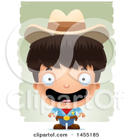 Clipart Graphic of a 3d Happy Boy Cowboy Sheriff over Strokes - Royalty Free Vector Illustration by Cory Thoman