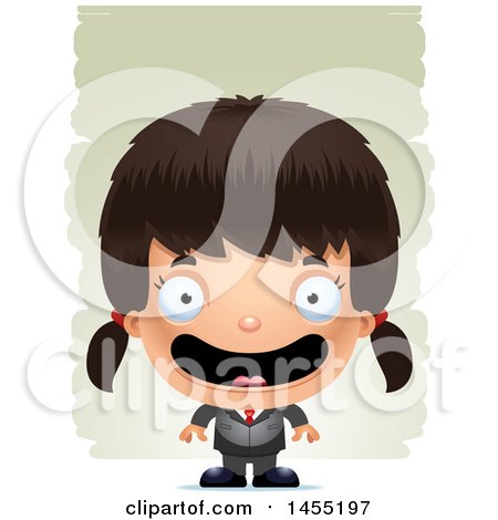 Clipart Graphic of a 3d Happy Business Girl Against Strokes - Royalty Free Vector Illustration by Cory Thoman