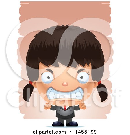 Clipart Graphic of a 3d Mad Business Girl Against Strokes - Royalty Free Vector Illustration by Cory Thoman
