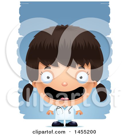 Clipart Graphic of a 3d Happy Girl Doctor Surgeon over Strokes - Royalty Free Vector Illustration by Cory Thoman
