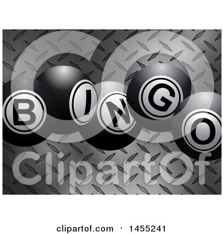 Clipart of a 3d Diamond Plate Metal Texture with Bingo Balls - Royalty Free Vector Illustration by elaineitalia