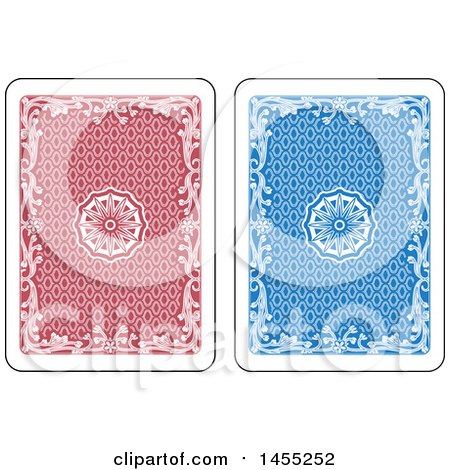 Clipart of Red and Blue Playing Card Backs - Royalty Free Vector Illustration by Frisko